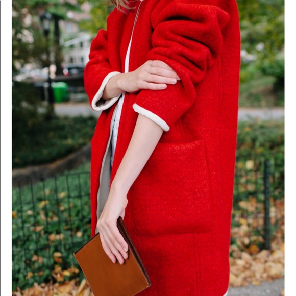 Madewell Jackets & Blazers - NWT Red Madewell Sherpa Cocoon Coat